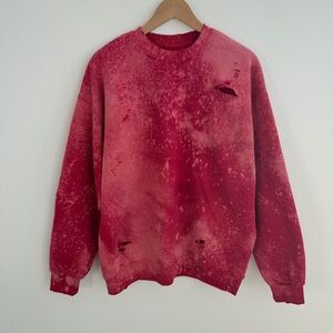 Red bleached distressed crewneck sweatshirt